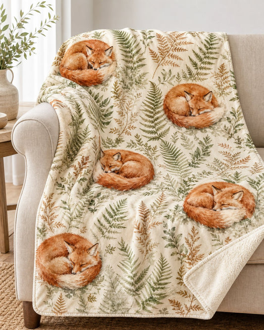 Sleeping Fox & Fern Pet Blanket, image 1