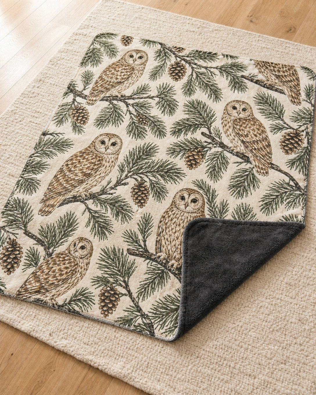 Pine Bough Owls Pet Blanket, image 1