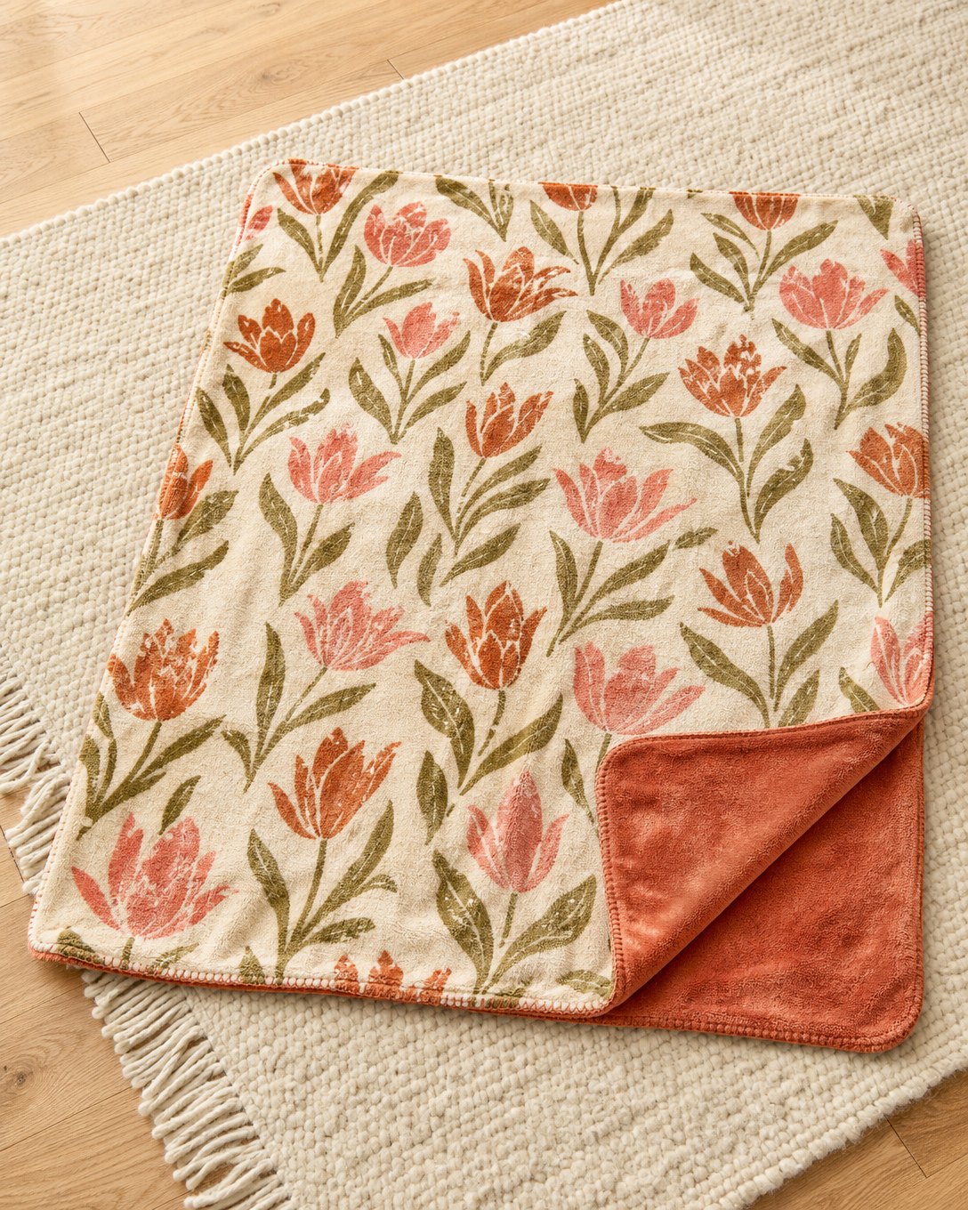 Block-Print Tulip Pet Blanket, image 1