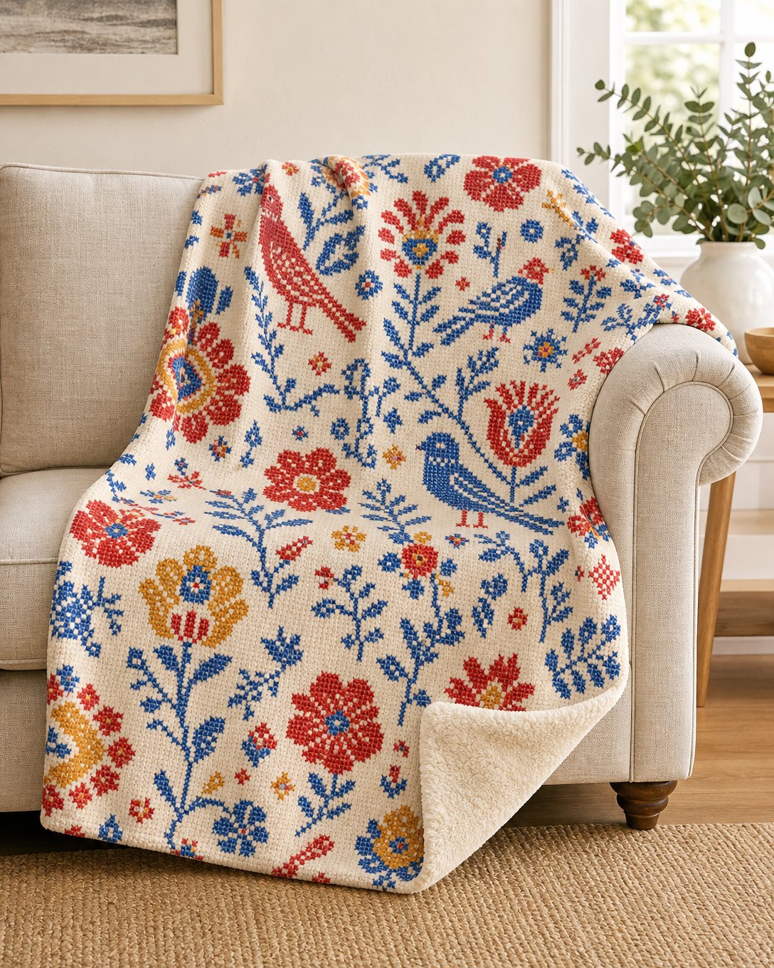 Cross-Stitch Garden Pet Blanket, image 1