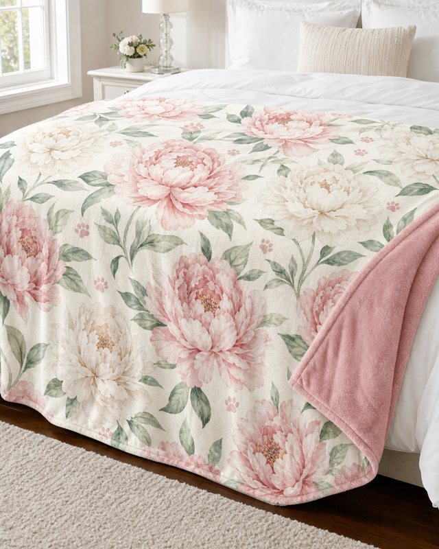 Blush Peony pet blanket