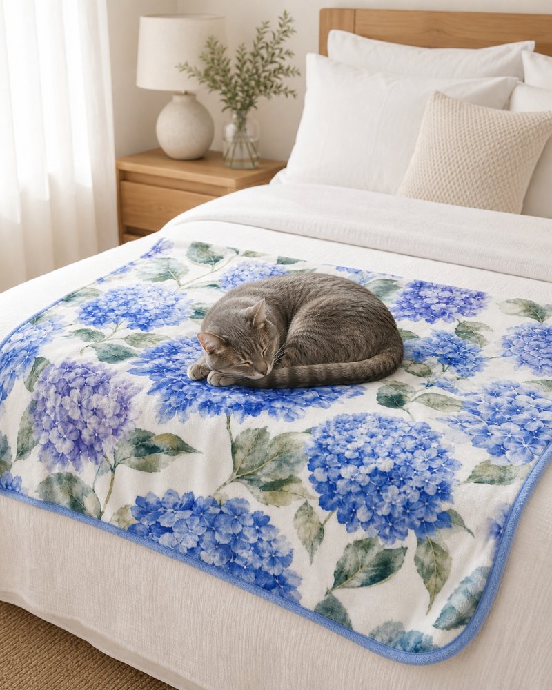 Garden Gate collection: Blue Hydrangea pet blanket